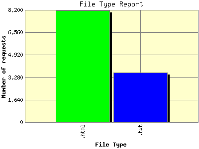 File Type Report: Number of requests by File Type.